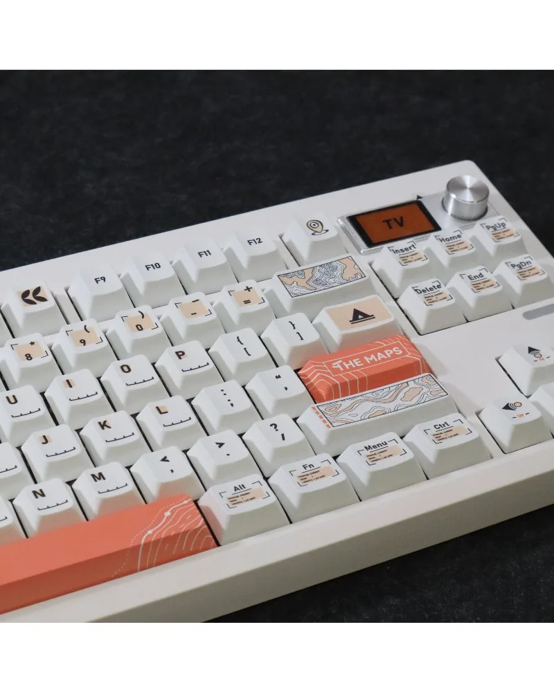 Orange and white keycaps Original height BPT material Sublimation mechanical keyboard Customization 68 75 87 98 Arrangement