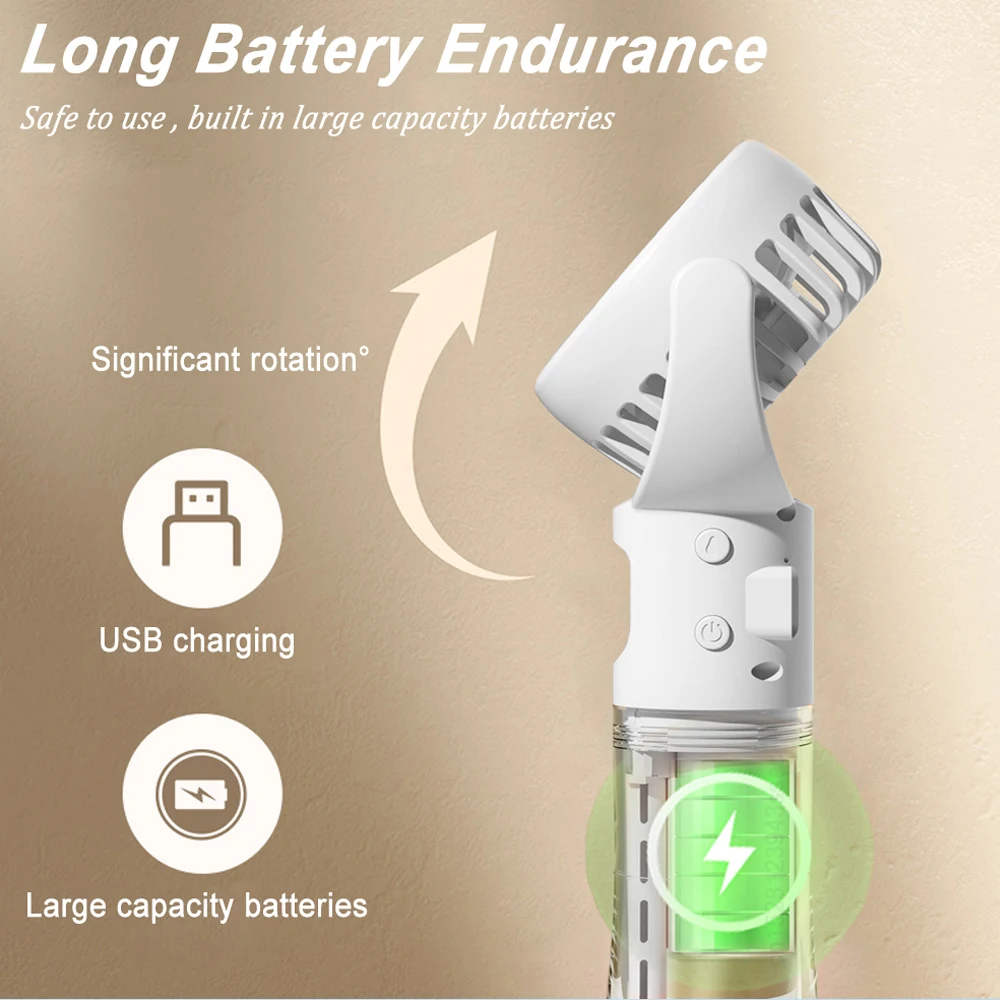 Mini Handheld Humidifier Fan Portable Mist Fan USB Rechargeable Battery Fast Charging Water Spray Hand Fan with Humidifier