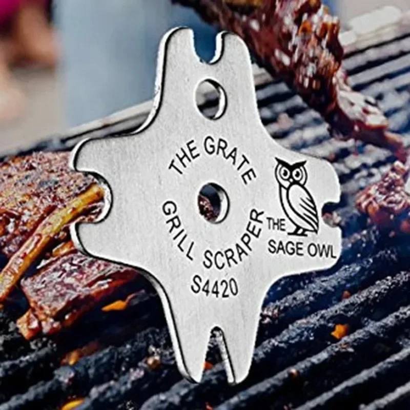 Cleaning Barbecue Scraper Portable Metal BBQ Grills Grate Cleaner Scrubber Tool Cleaning Grill Scraper