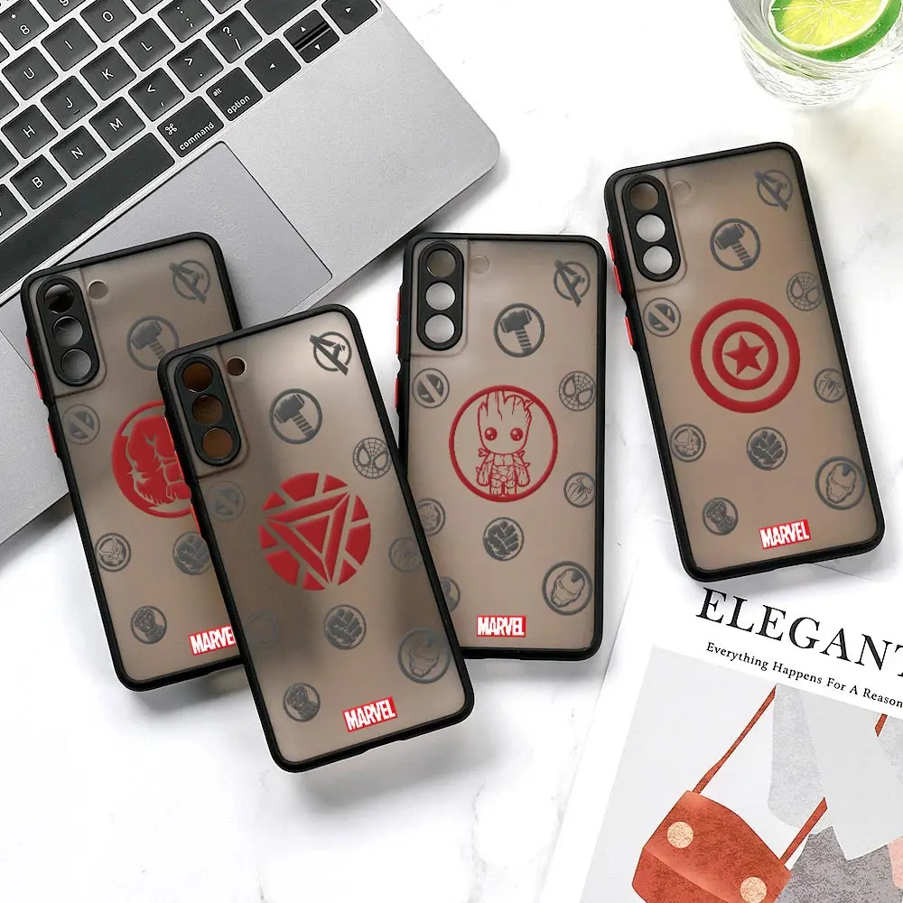 Marvel Avengers Logo For Samsung S24 Case S21 FE S22 S23 Plus S10 Funda For Galaxy S24 Ultra Case S9 8 Matte Phone Cover Ironman