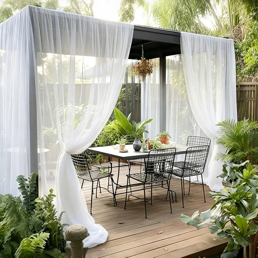 Outdoor Plant Insect Net Curtain 1/2 Panels Mosquito Net Pavilion Fly Pest Control Curtain Garden Bug Protection for Courtyard