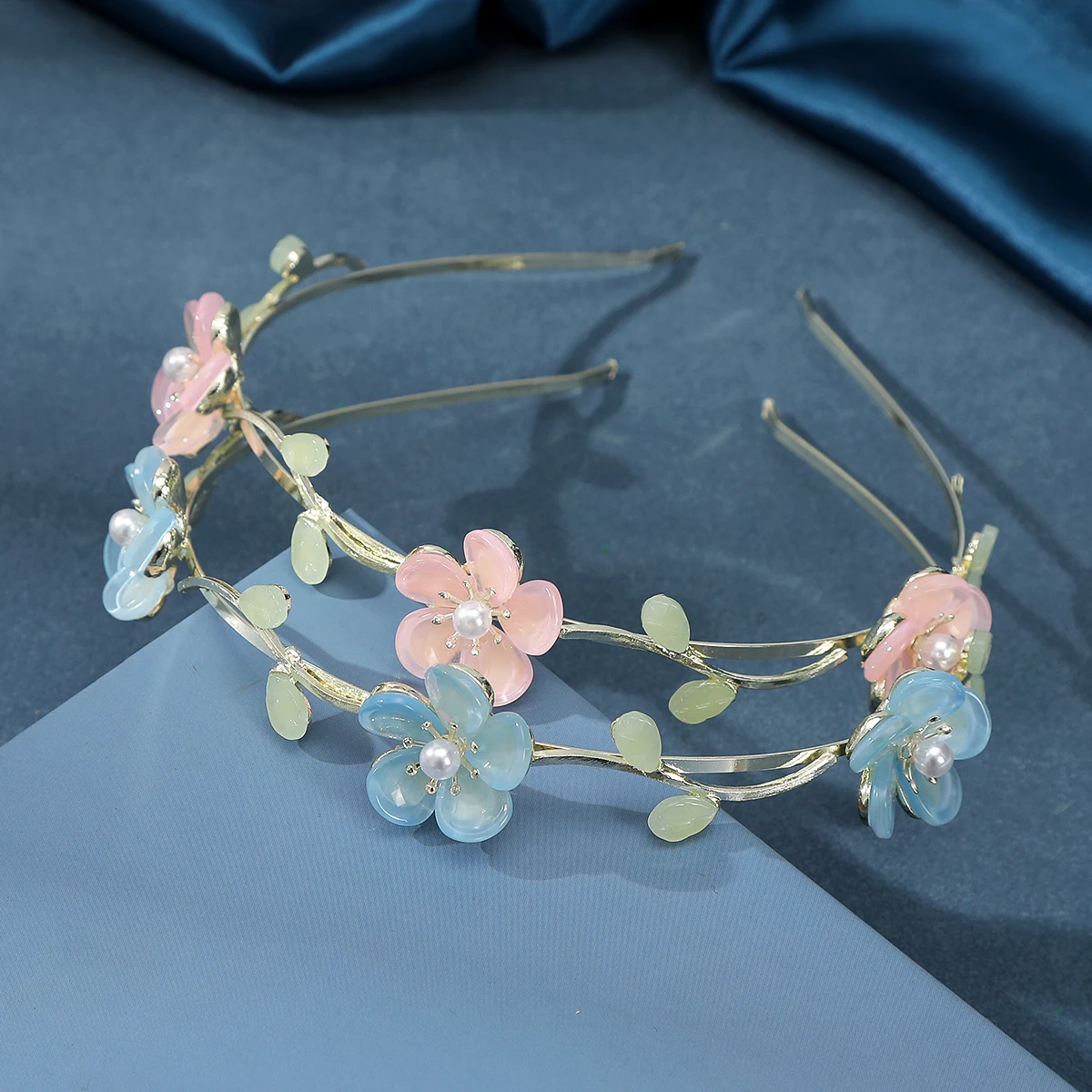 Flower Alloy Headband Pink Simple Hair Hoops Headbands Women Summer Sweet Bezel Retro Elegant Hair Accessories Headwear