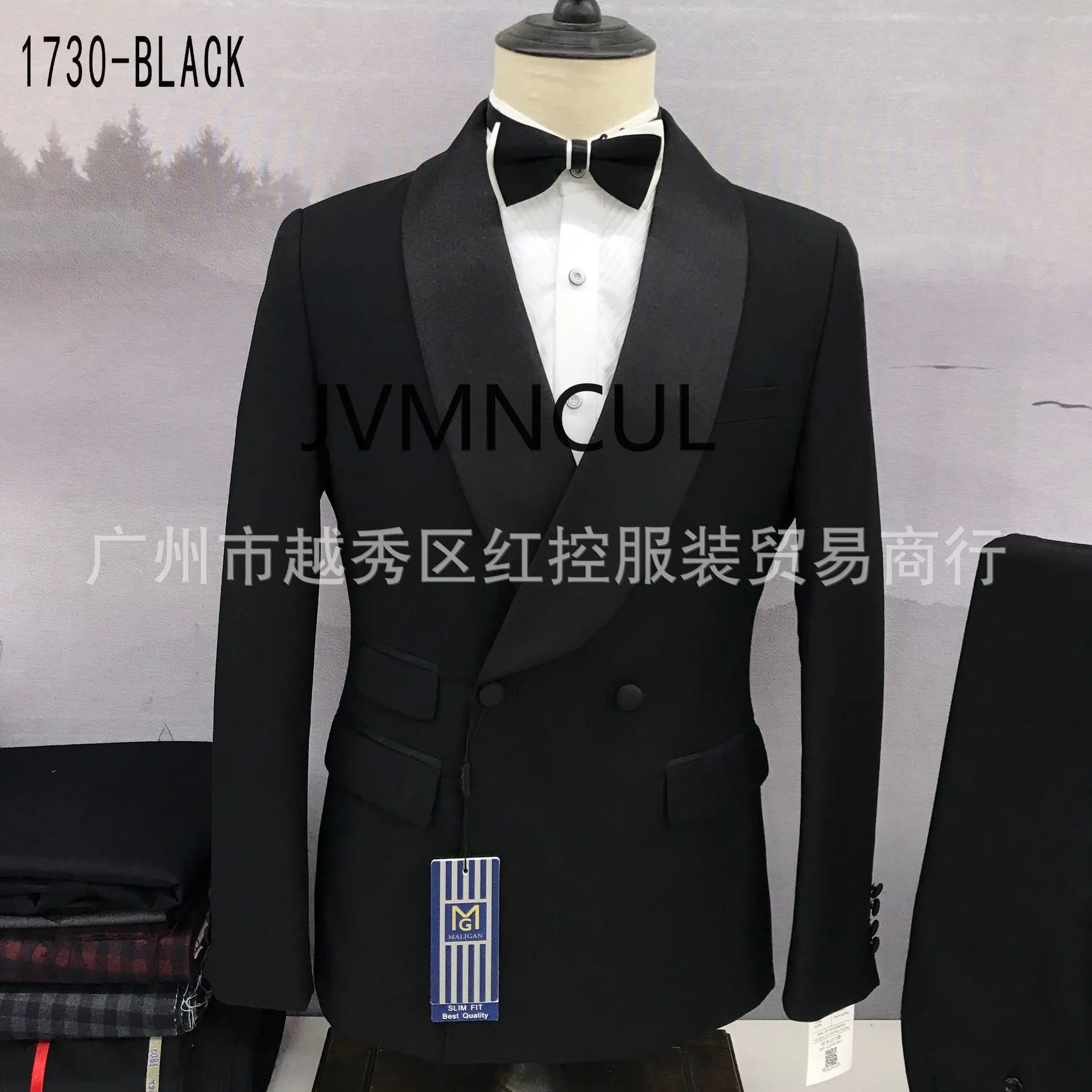 Amazon cross - border new style men's blazer two - piece suit set, all - new groom suit and best man suit.