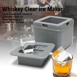 4 Large Square Crystal Clear Ice Cube Maker Easy Release BPA Free Silicone Cocktails Drinks Whiskey