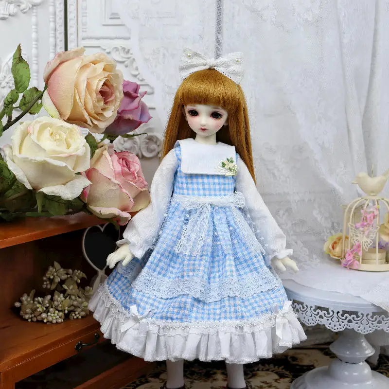 

BJD doll clothes suit for 1/4 1/6 blyth size bjd girl clothes cute blue suit doll accessories (three points)