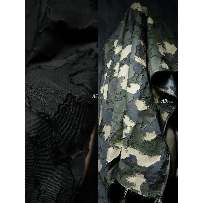 Camouflage-blend Raw Jacquard Color Block Sample Reconstituted Reconstituted Texture Creative Coat Designer Fabric