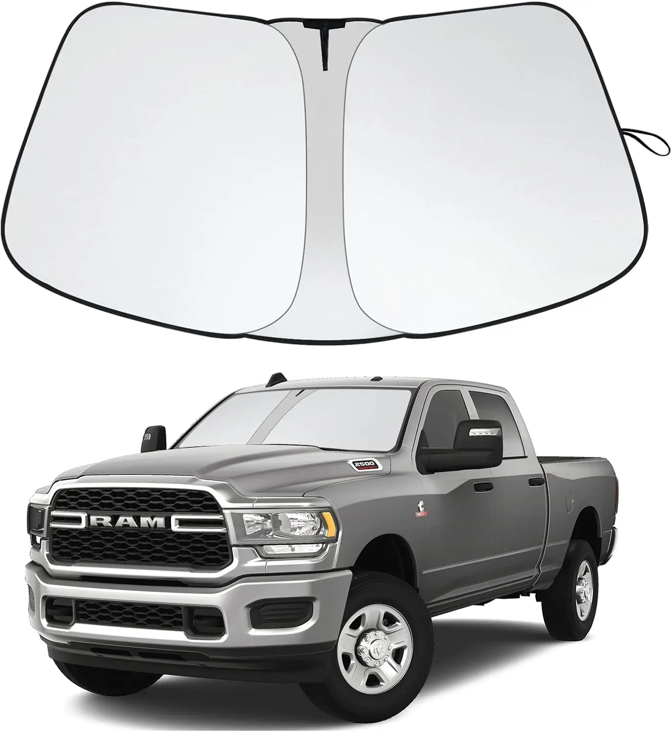 

Upgrade Foldable Windshield Sunshade for Trucks 2010-2026, Keeps Vehicle Cool with Double Layer Protection