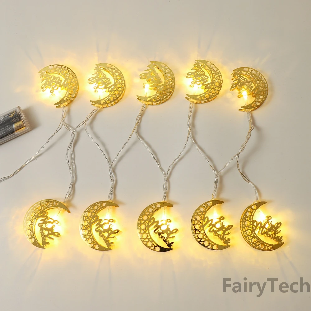 Eid Mubarak Moon Star Led String Lights Ramadan Fairy Light Decorations for Home Holiday Decorative Islam Muslim Event Party