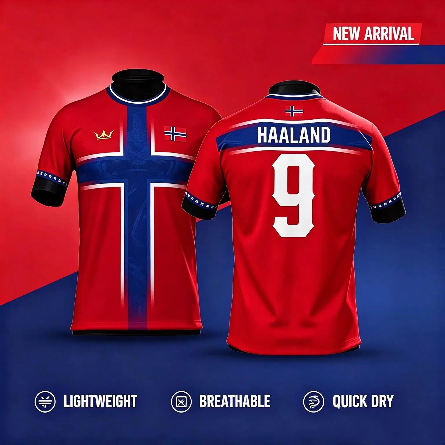 Norway Haaland #9 Soccer Football Top Men T Shirt Women Tee Boys Top Children Parent Child Quick Dry Short Sleeves Kids Tshirt