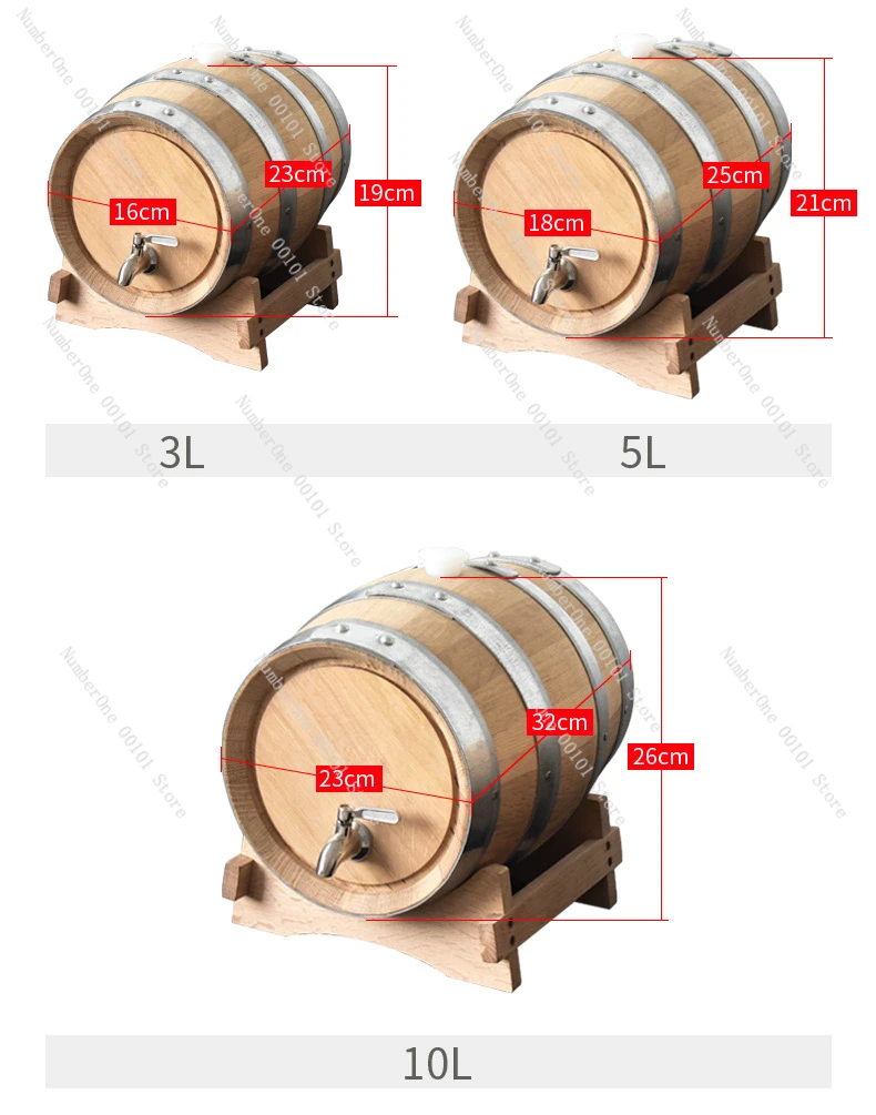 Oak Barrel with Faucet, Small Household Wine Storage