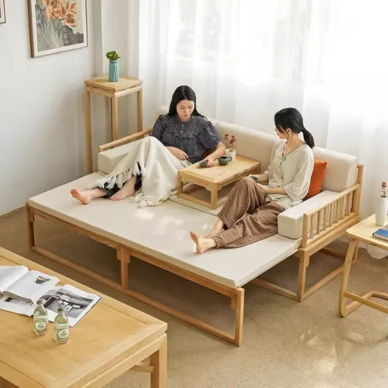 for Retro sofa bed foldable dual-purpose small apartment living room retractable simple sofa