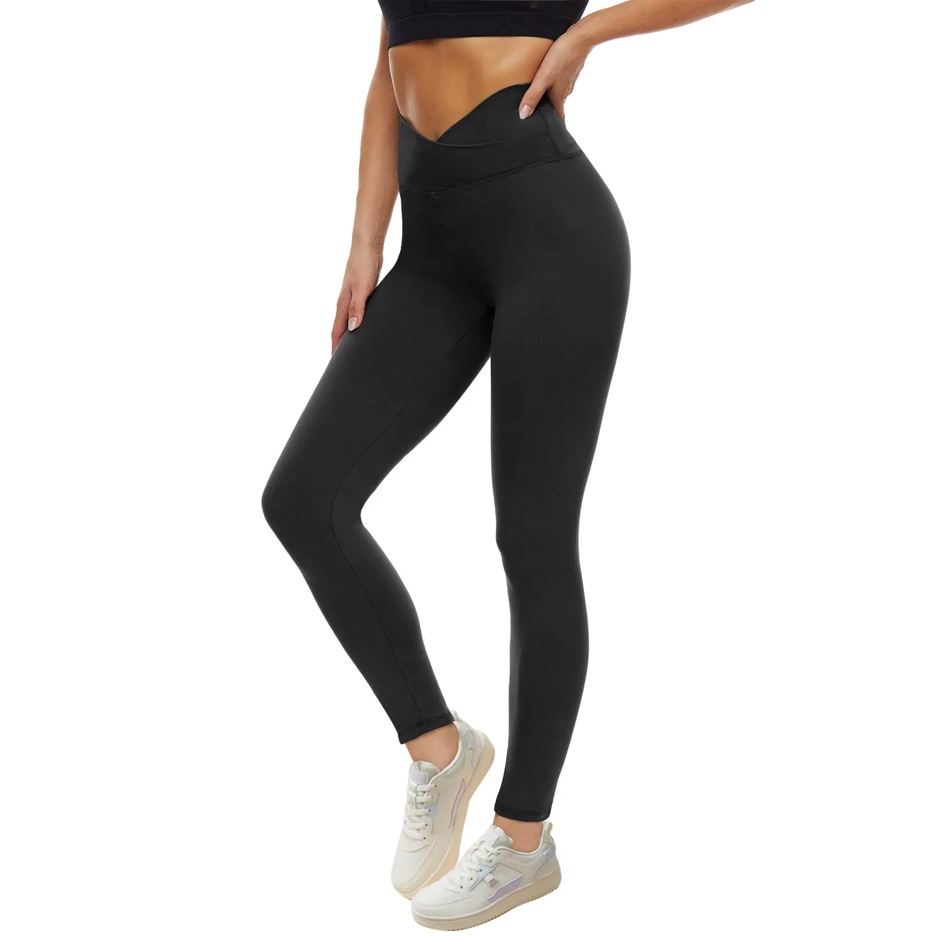 Compression Leggings Crisscross High Waist Seamless Leggings Butt Lifting Sculpting Leggings Casual Athletic Shaping Pants