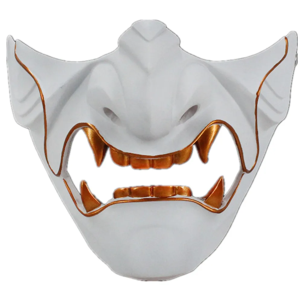 

Resin Japanese Samurai Demon Mask Halloween Party Game Theme Costume Prajna Half Face Cosplay Mask Props