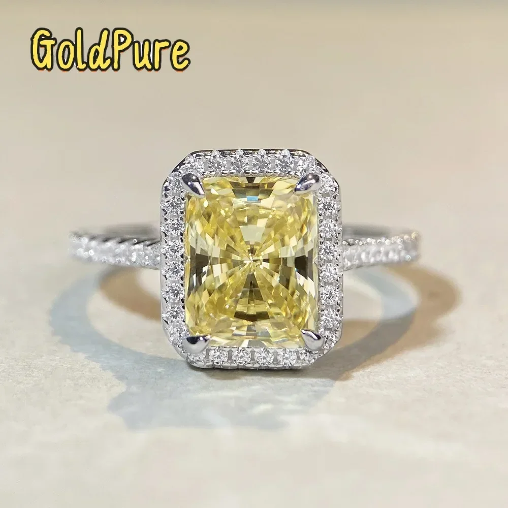 

Роскошное женское кольцо Goldpure из платины PT950 с желтым бриллиантом и муассанитом огранки Райдан «Ледяной цветок»
