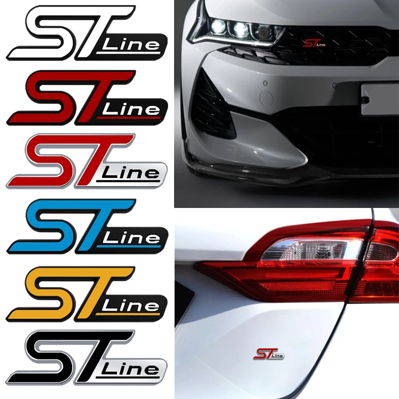 ST LINE Grille Emblem For FOCUS 2 3 MK7 MK8 MK5 MK6 Mondeo Fiesta Kuga MK3 Fusion Cover Decoration Rear Trunk Metal Stickers