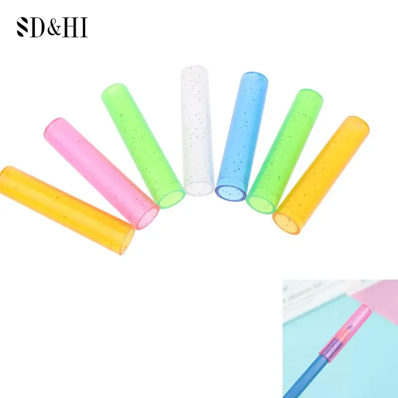 20/24pcs Kawaii Stationery Pencil Extender Pen Topper Pencil Cap Colorful Plastic Pencil Protection Cap School Office Supplies