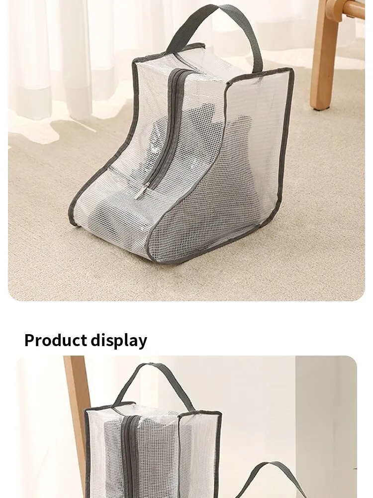 Schuhe Staubschutz Mesh Transparente Schuh- und Stiefel-Aufbewahrungstasche mit Reißverschluss Tragbarer Reise-Staub-Organizer Schutztasche – Detail 8