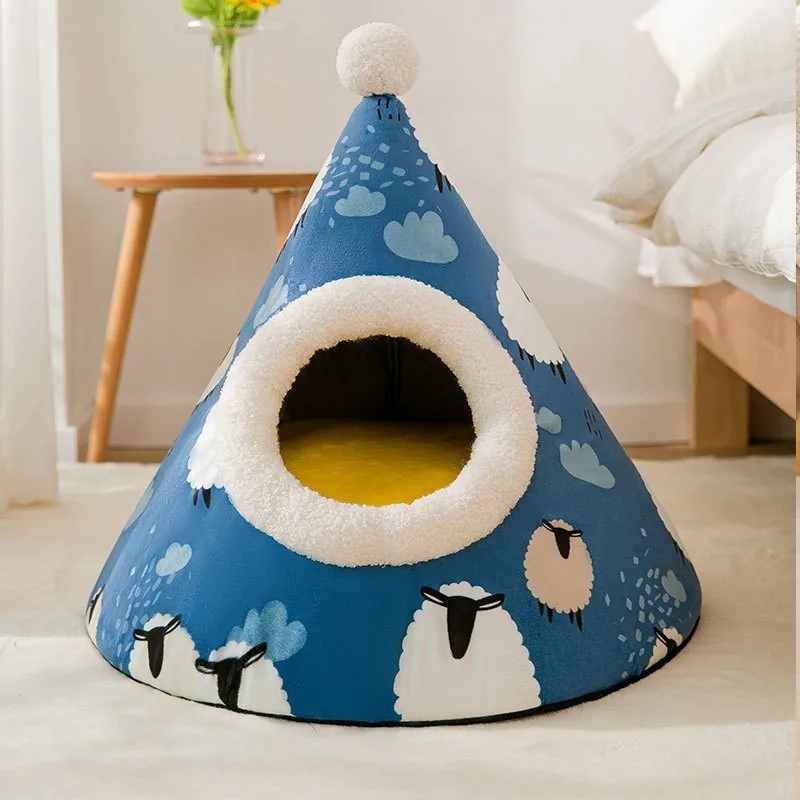 

Warm Small Dog Kennel Bed Breathable Dog House Christmas Tent Dog Bed Cat Sleep Bag Foldable Washable Pet House