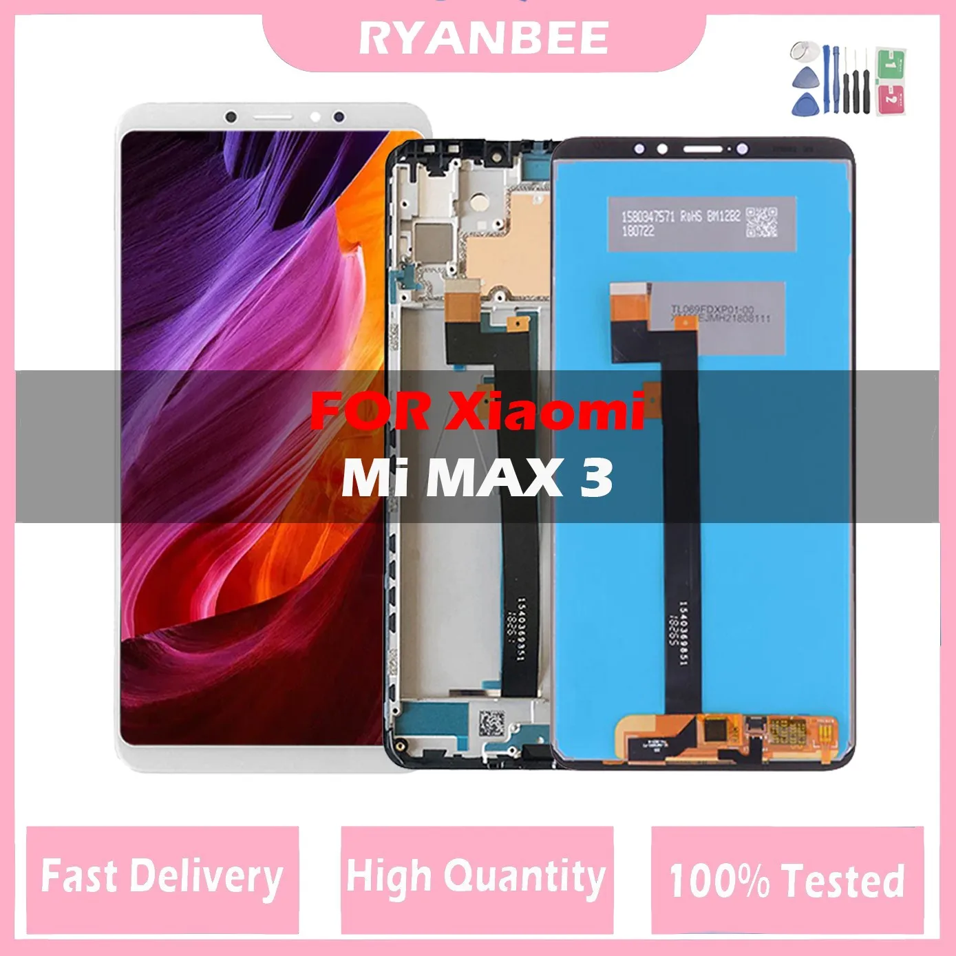 

100% Tested Original LCD 6.91" For Xiaomi Max3 LCD Display Digitizer Assembly For Xiaomi Mi Max 3 LCD Screen Replacement Frame