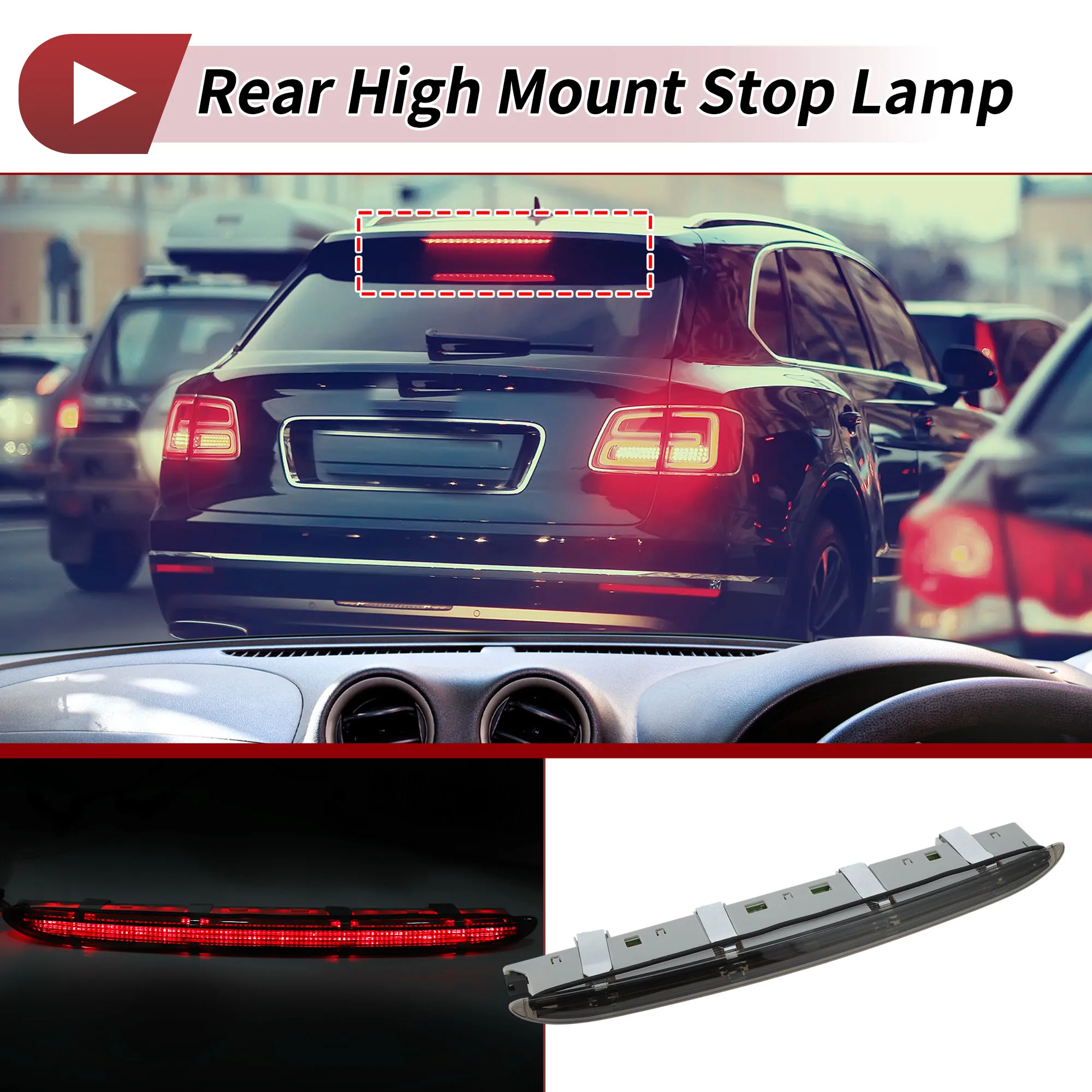 UXCELL Black LED Third Brake Light for Mercedes-Benz W164 ML No.A1648201056