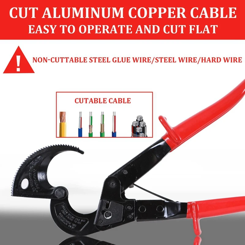 1 Piece WX-325 Hand Ratchet Cable Scissors Cable Pliers Copper Aluminum Wire Pliers Labor-Saving Scissor Pliers Red