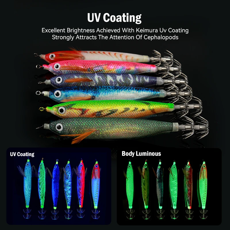 Leydun Usopp EGI Luminous & UV Squid Jig Shrimp Squid Bkk Hook 110mm 6Pcs/Set Fishing Lures Octopus Cuttlefish Shrimp Baits image 3