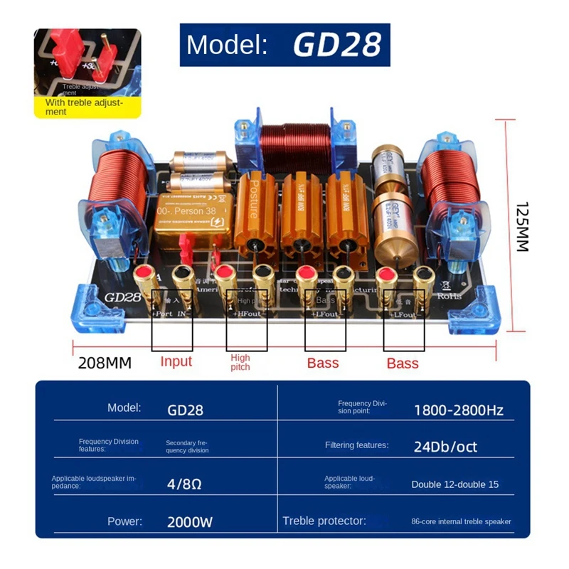 Altoparlante a due vie Crossover 15 18 pollici Performance sul palco divisore di frequenza ad alta potenza altoparlanti professionali importati ad alte prestazioni