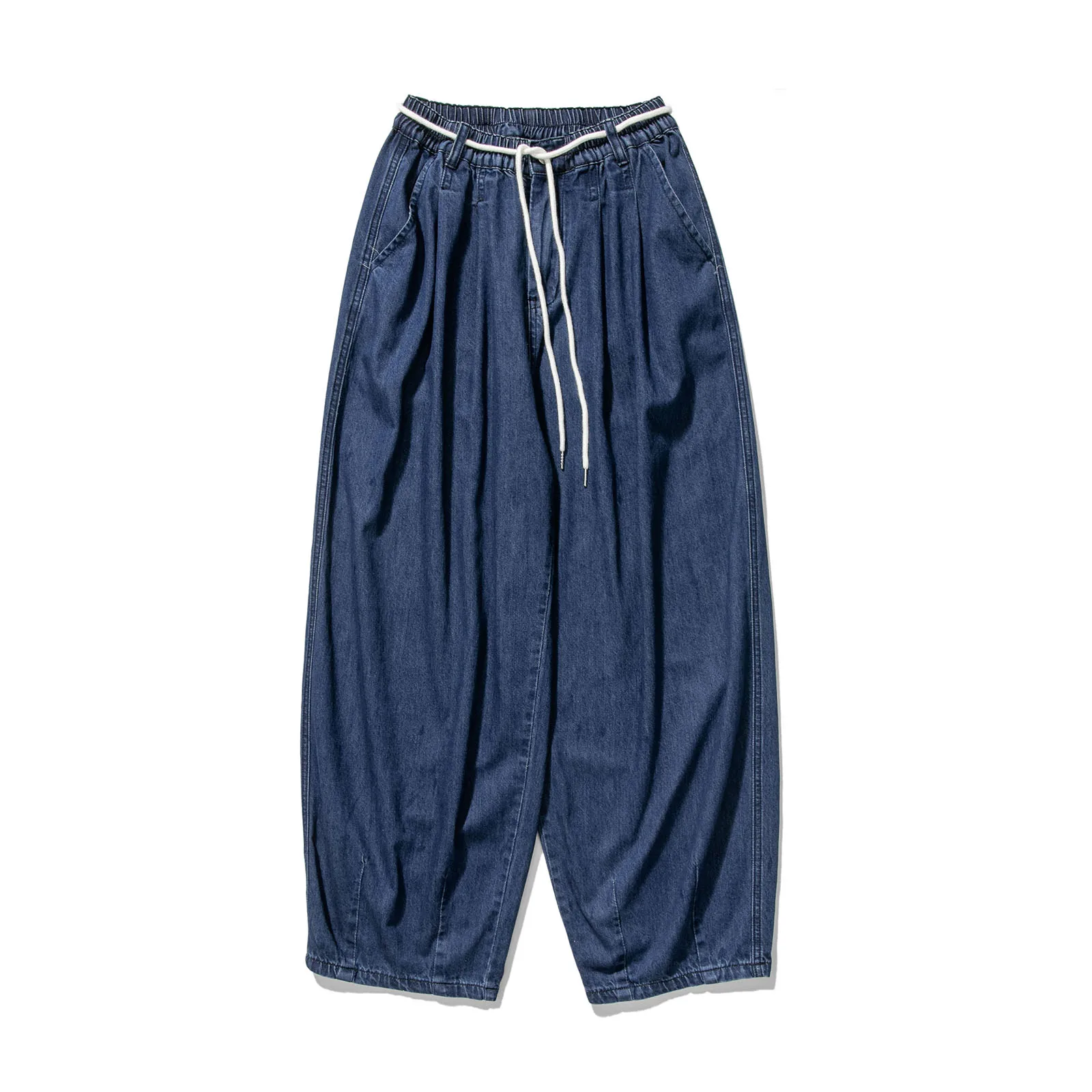 

Versatile Wide Leg Jeans Men Vintage Elastic Waist Jeans Male Hip Hop Cotton Solid Color Trousers M-5XL Straight Loose Jeans