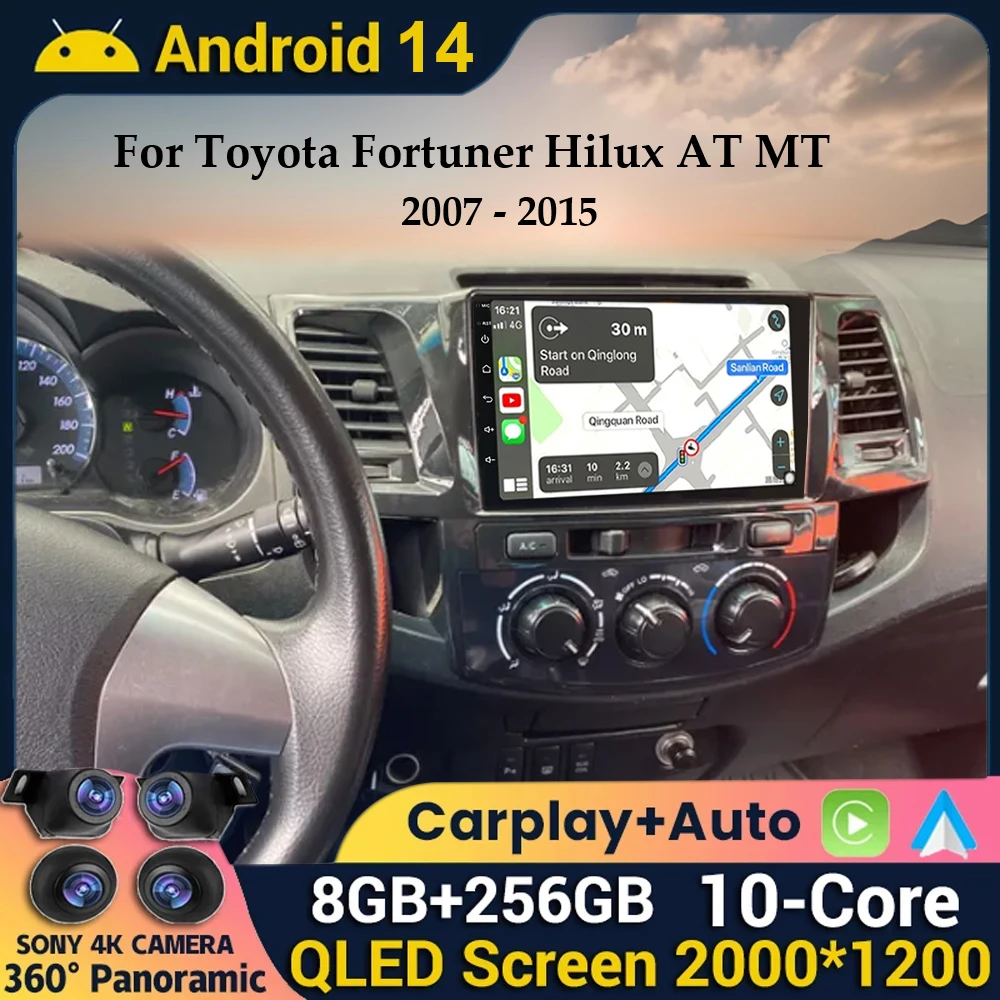 

Android 14 Carplay+Auto Radio For Toyota Fortuner HILUX AT MT 2007-2015 Stereo Car Multimedia Video Player DSP Navigation GPS