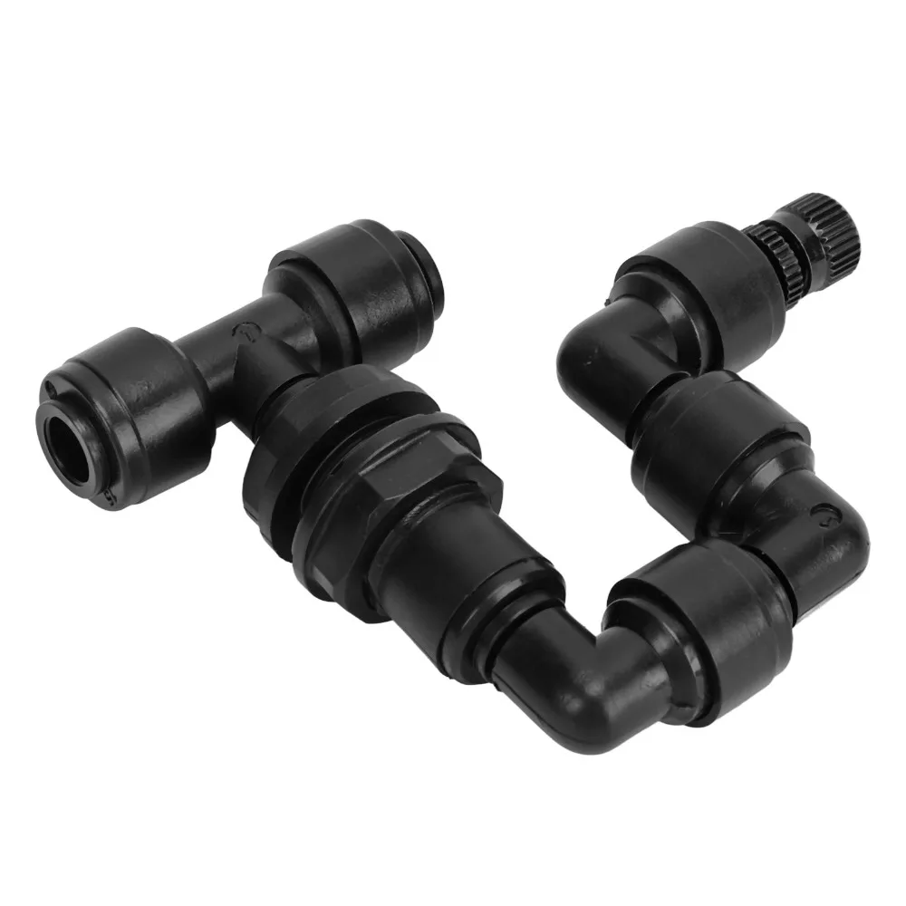 PP Reptile Fogger Black Adjustable Nozzle Aquarium Mist Sprinkler 360° Rotating Fine Mist Spray Misting Nozzle Rainforest Tank
