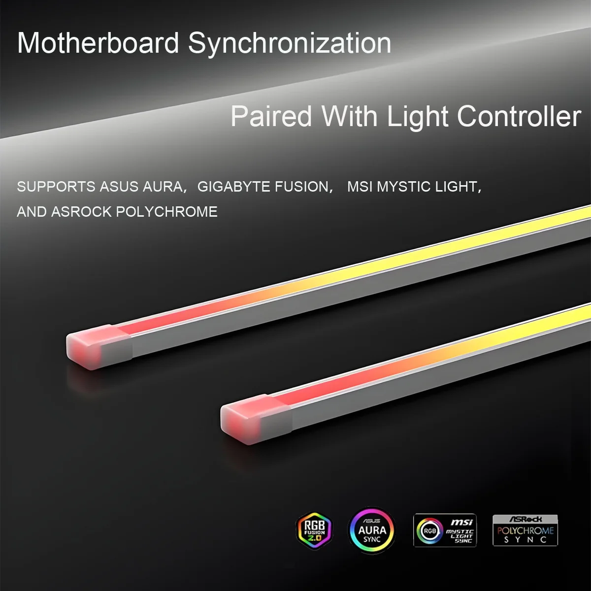 TUMMASTER 5V 3-PIN ARGB Case Decorative Strip Light, Motherboard Synchronous Addressable Atmosphere Light Bar for Chassis DIY