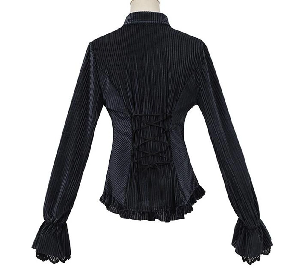 Gothic Vrouwen Gestreepte Blouse Victoriaans Halloween Meisje Shirt