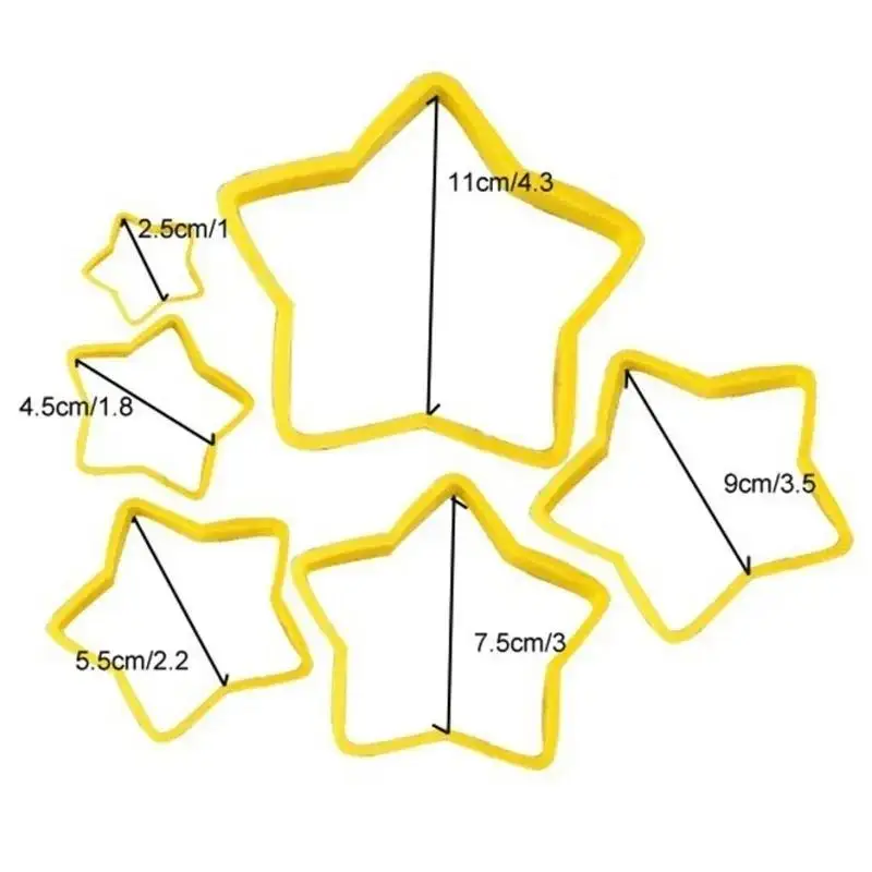 New 6Pcs/Set 3D DIY Pentagram Christmas Tree Cookies Cake Cutter Mold Set Baking Tool For Christmas Day Cookie Cutter Set