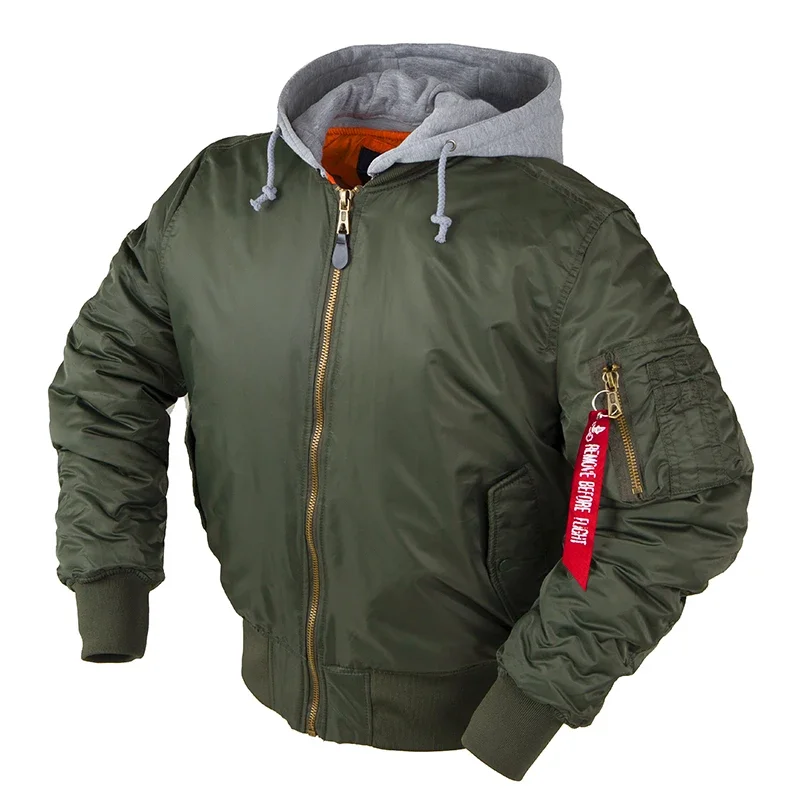 Blouson aviateur avec capuche pour hommes, MA-1, Streetwear surdimensionné, Vêtements Hip Hop, Opérabilité, Université, Hiver, AW, 2020