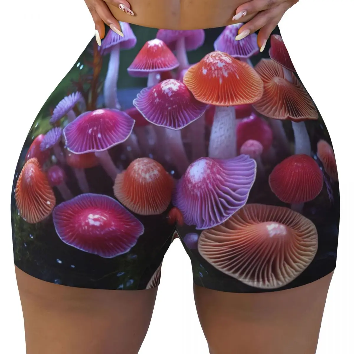 Sexy Tight Hip Sports Shorts Mushrooms Growing Fitness Women's Comfortable Yoga Shorts