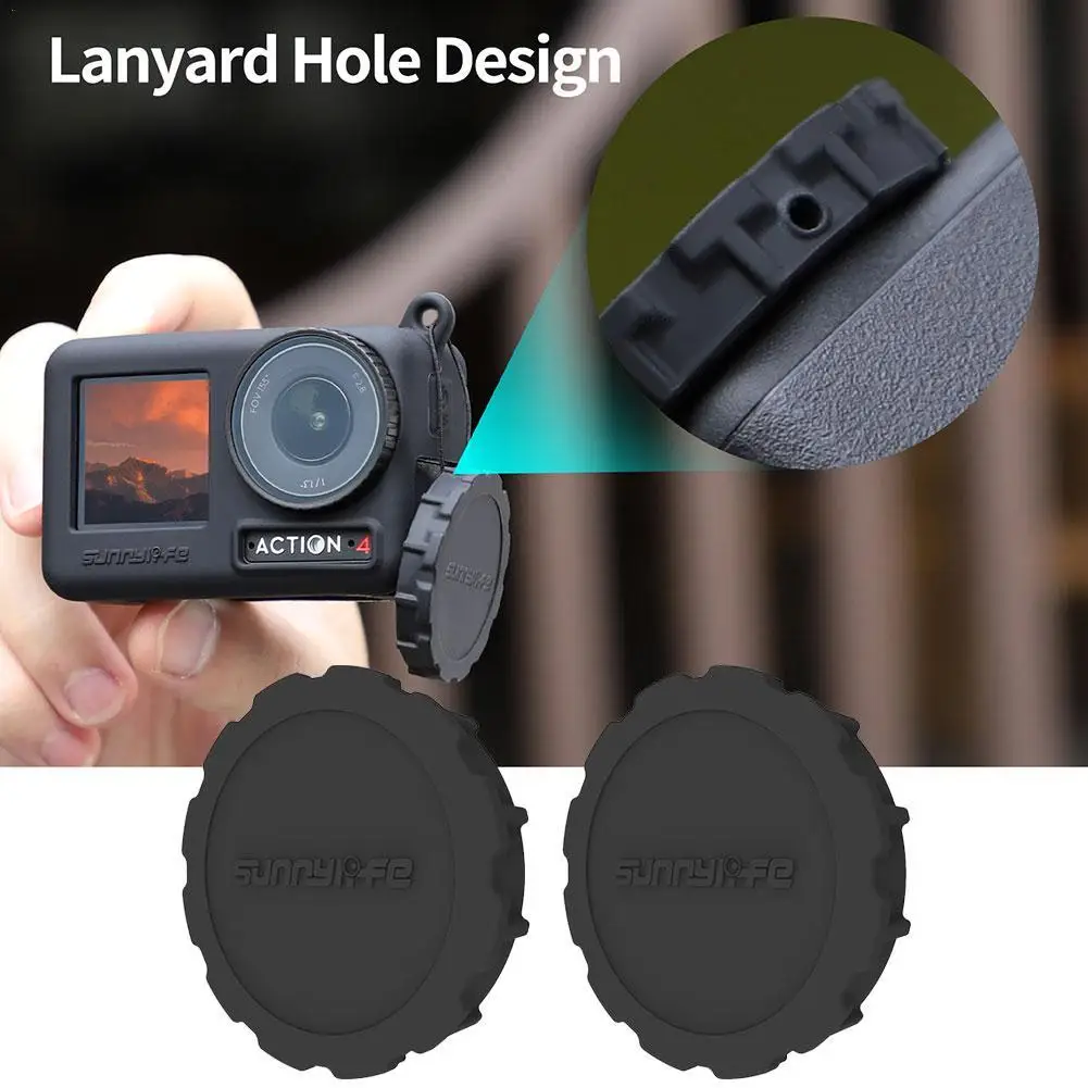 

Sunnylife Silicone Lens Cover Protective Case Caps Scratch-proof Camera Cover Protector Lanyard Accessories For OSMO ACTION 4/3