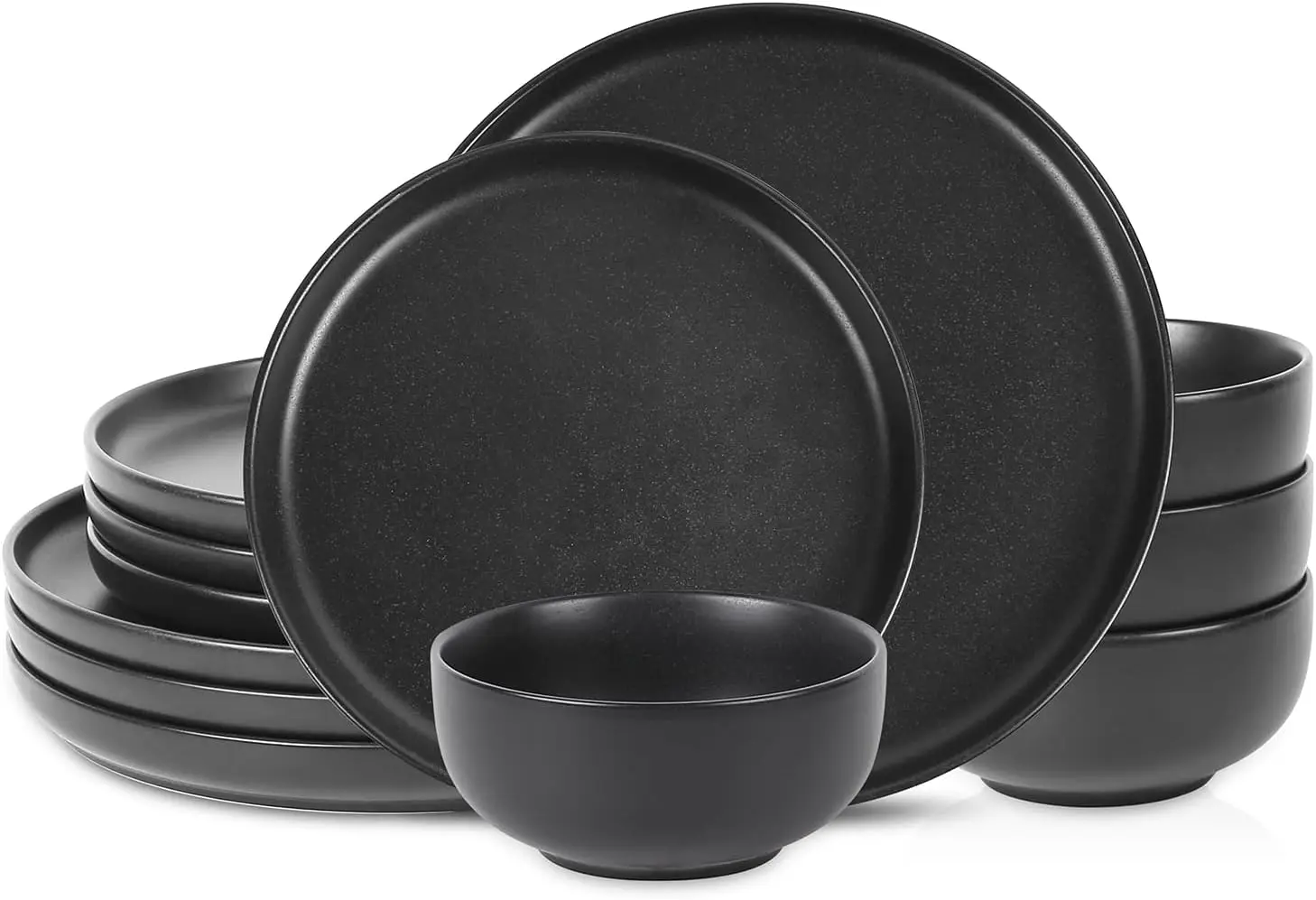 

Dinnerware Sets for 4, 12 Piece Ceramic Dishes Set, Reactive Matte Glaze Plates and Bowls Sets for Kitchen, Microwave & Dish