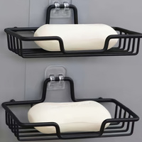 Stainless steel bathroom soap box wall mounted drilling-free kitchen sponge bathroom saving storage essential