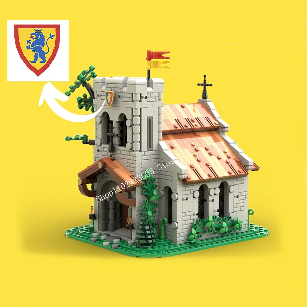 1449 PCS NEW MOC Building blocks Lion King Church lion shield Retro Medieval Street View ideas DIY child Toy Birthday Gift