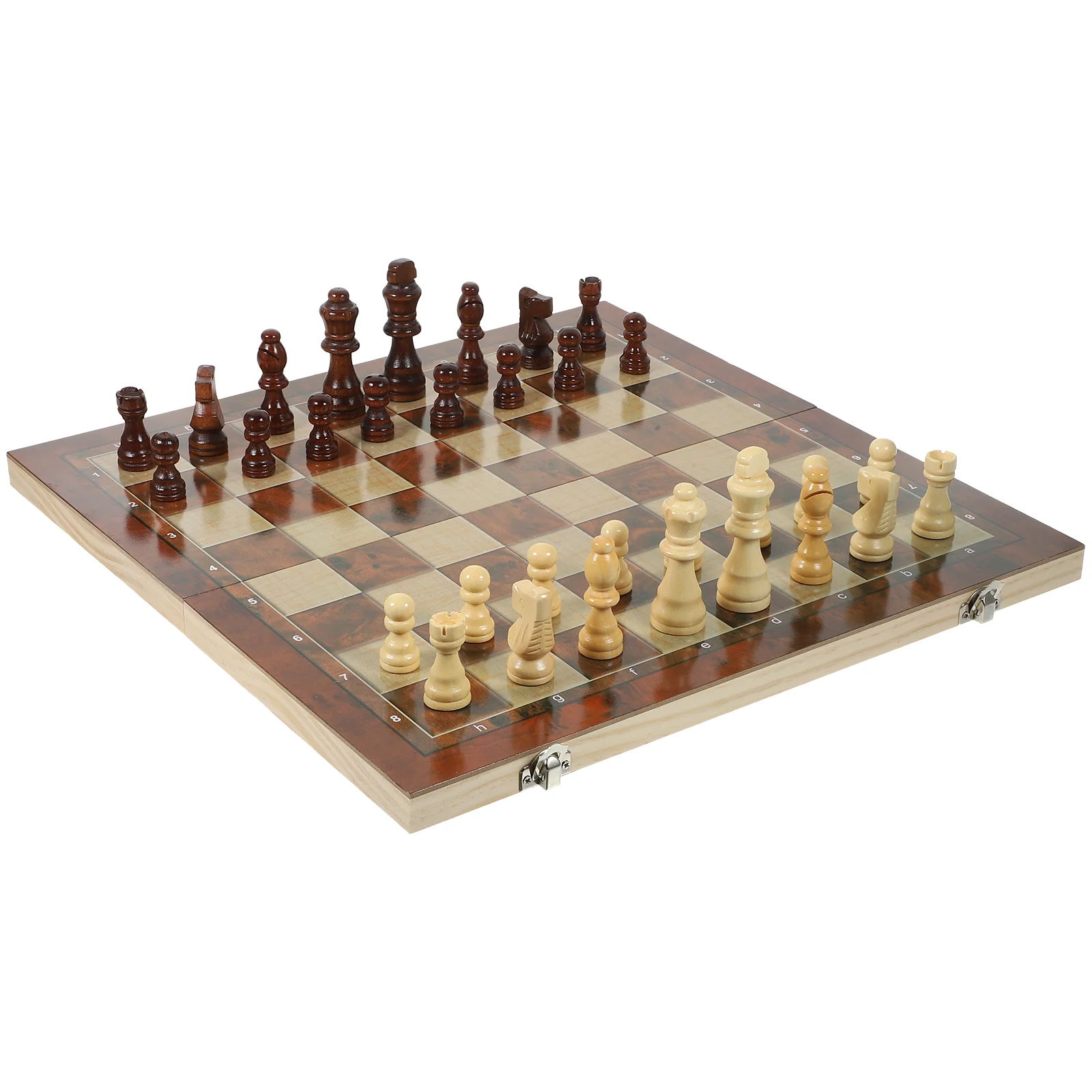 3-in-1-Schachbrett-Set aus Holz, zusammenklappbar, für Reisen, magnetisches Spiel, Schach, Dame, Backgammon, perfekte Größe, Familienbüro, Schule