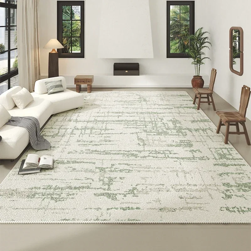 

Literary Artistic Style Fresh Green Living Room Carpet Textured Bedroom Carpets Easy Clean Non-slip Washable Lounge Rug Alfombra