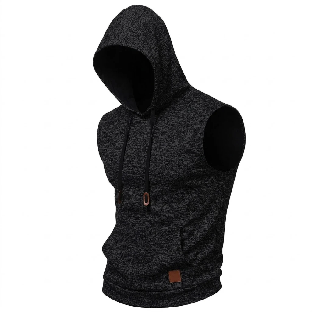 New Mens Sleeveless Hoodie Lightweight Hooded Mens Sweatshirt Vest Workout Luxury Clothes Tank Tops Fitness Hoodies for Men