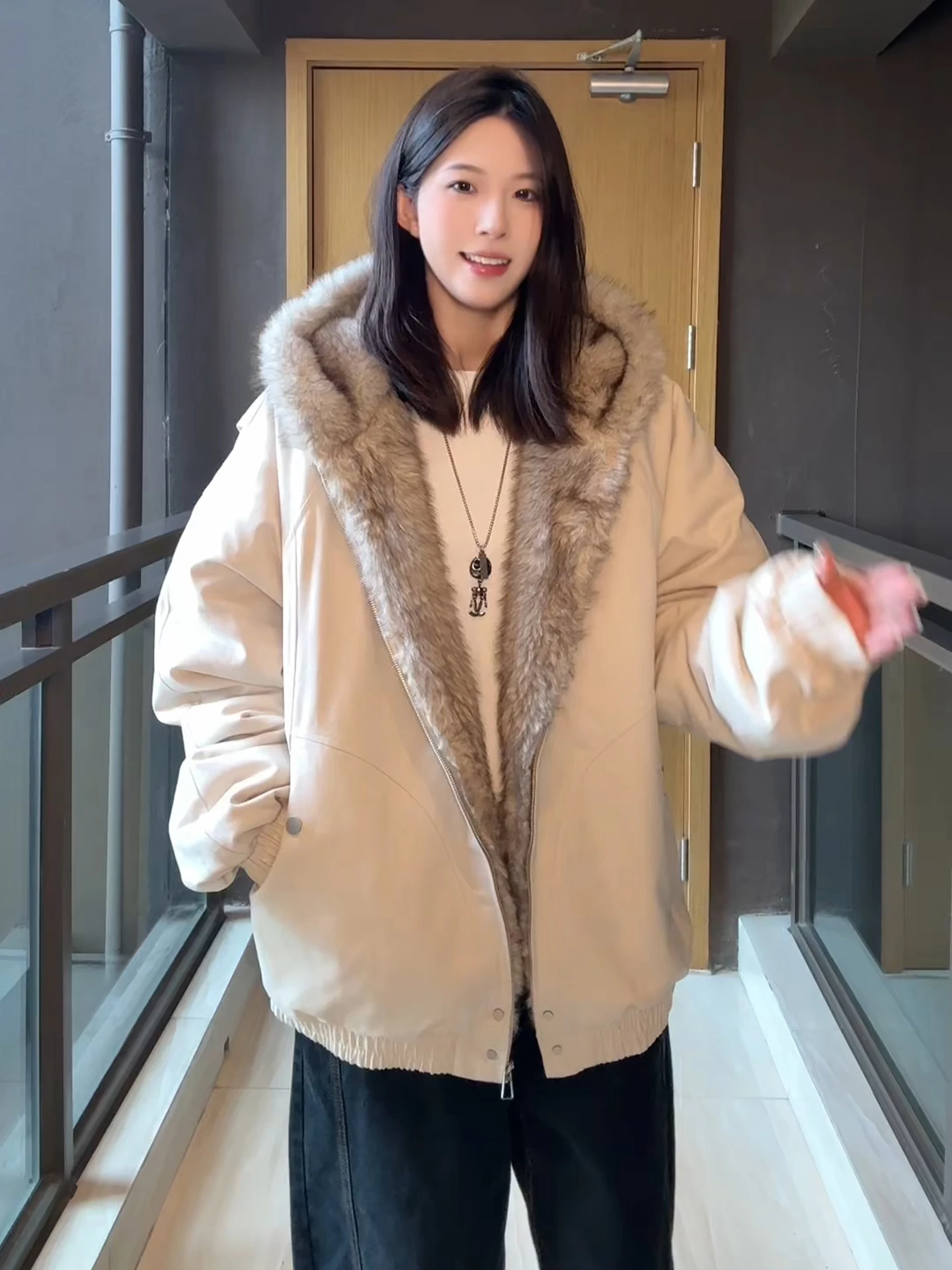 

Men's Workwear Parka Coat with Fur Collar Autumn Winter Heavyweight Casual Outerwear Couple's Stand Fit Youth Faion