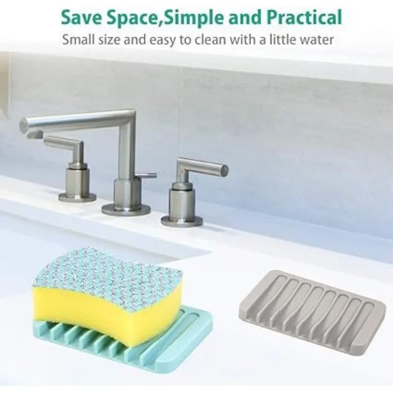 Silicone Soap Dish Drain Soap Tray Self Draining Soap Holder Bathroom  Rack Shower  Storage Rack Bathroom Accessories