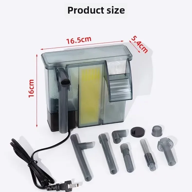 Fish tank filter with filter material aquarium waterfall external water purification filter water pump three-in-one filter ma...