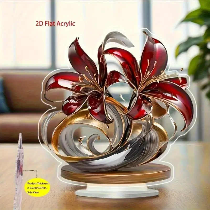 Elegant Flower Curve Design Acrylic Desktop Decoration Ideal For Party Decoration Home And Office Desk Decoration 2D Plan