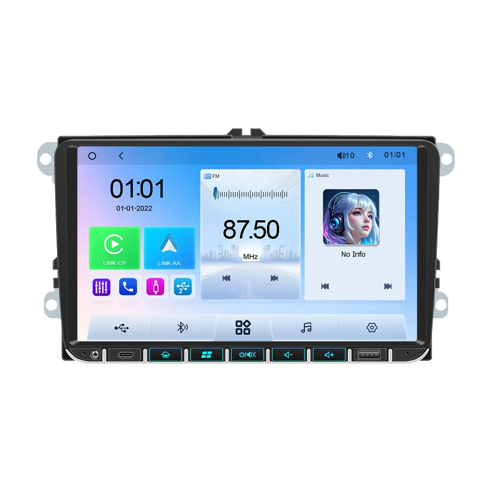 EU-Lager 9 Zoll Linux Wireless CarPlay Android Auto Autoradio für Volkswagen Amarok Universal VW Golf 5 6 Passat JETTA Skoda Octavia Seat Polo WIFI BT 2din Head Unit GPS-Navigation RDS FM Autoradio