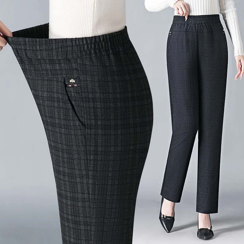 2024 New Spring Autumn Women Trousers Loose Casual Straight Leg Pants Elastic High Waist Mom Pants Female Comfortable Long Pants