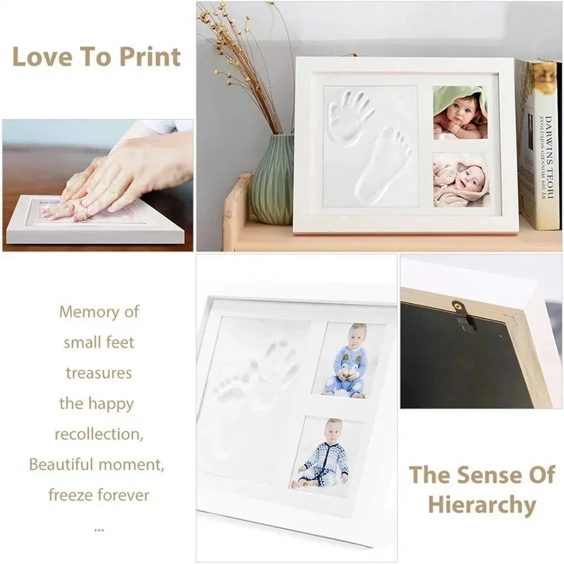 Newborn Baby Handprint Footprint Kit Casting Infant Baby Shower Non-toxic Souvenirs Gift Imprint DIY Soft Clay Inkpad for Kids