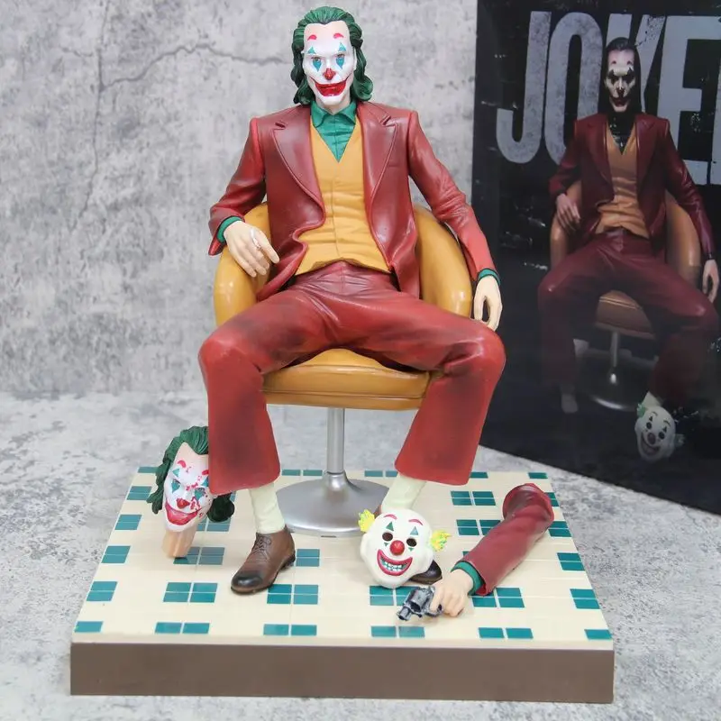 Marvel Hot 28cm Joker Sitting Posture Joker Red Cloak Jekun Clown Model Handmade Dc Gotham Arthur Dual Form Christmas Toy Gift